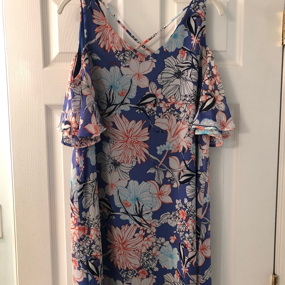 Ladies Bobeau Cold Shoulder Multi Floral dress. - Picture 2 of 5